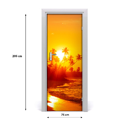 Self-adhesive door sticker Tropical beach