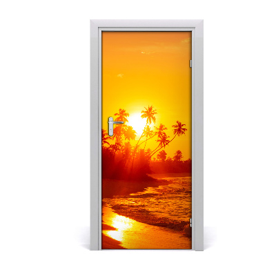 Self-adhesive door sticker Tropical beach