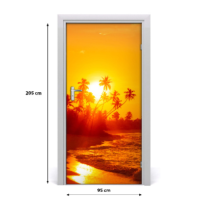 Self-adhesive door sticker Tropical beach