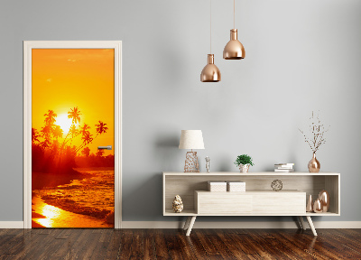 Self-adhesive door sticker Tropical beach