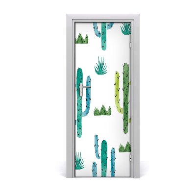 Self-adhesive door wallpaper Cacti