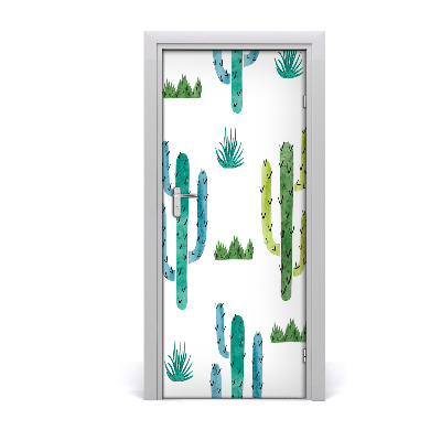 Self-adhesive door wallpaper Cacti