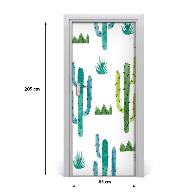 Self-adhesive door wallpaper Cacti