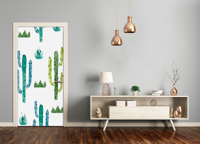 Self-adhesive door wallpaper Cacti