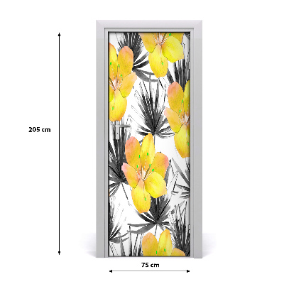 Self-adhesive door veneer Tropical flowers