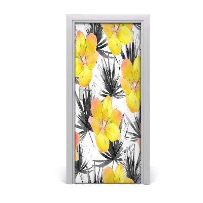 Self-adhesive door veneer Tropical flowers