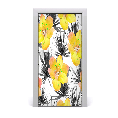 Self-adhesive door veneer Tropical flowers