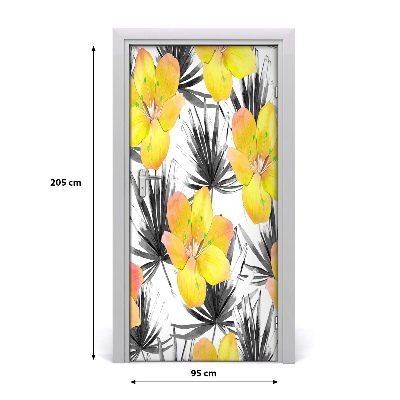 Self-adhesive door veneer Tropical flowers