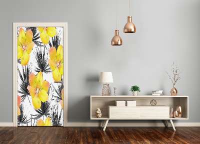 Self-adhesive door veneer Tropical flowers