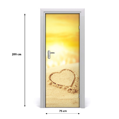 Self-adhesive door sticker Heart on the beach