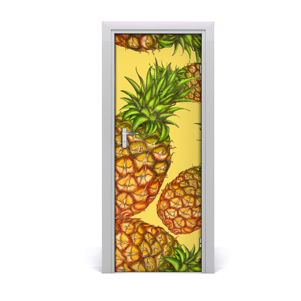 Self-adhesive door sticker Pineapples