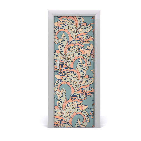 Self-adhesive door veneer Ethnic flowers