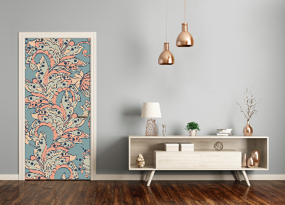 Self-adhesive door veneer Ethnic flowers