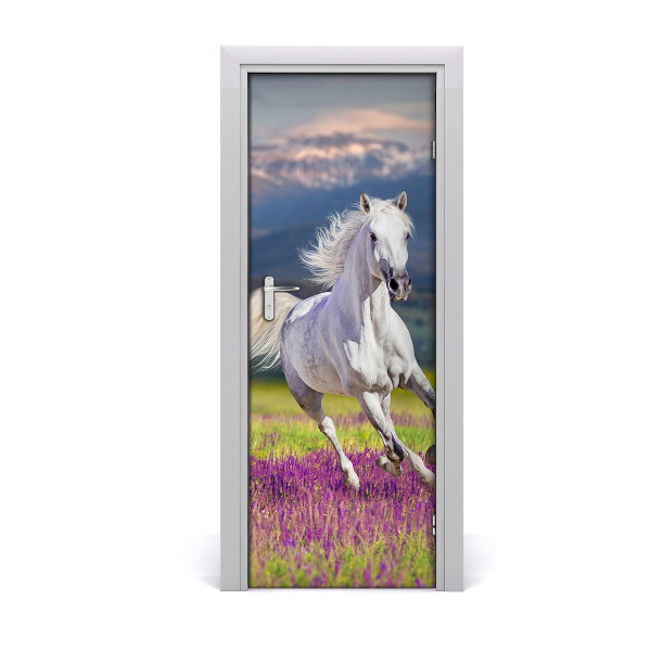 Self-adhesive door sticker White horse