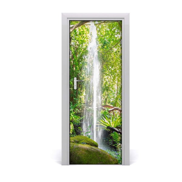 Self-adhesive door sticker Waterfall in the jungle