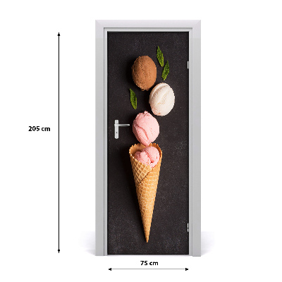 Self-adhesive door sticker Ice cream in a wafer