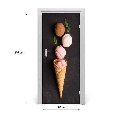 Self-adhesive door sticker Ice cream in a wafer