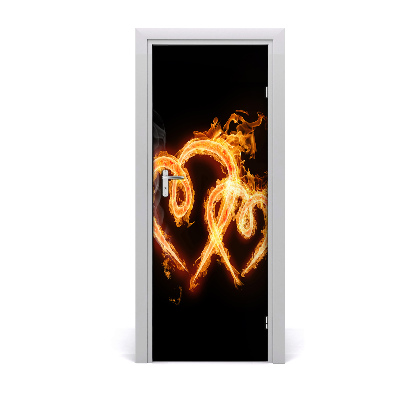 Door wallpaper Burning hearts