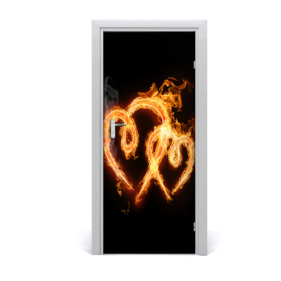 Door wallpaper Burning hearts