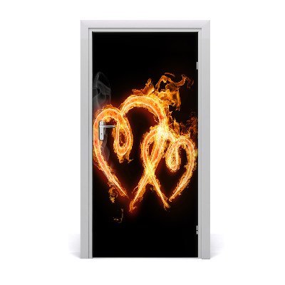 Door wallpaper Burning hearts