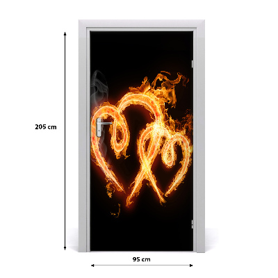 Door wallpaper Burning hearts