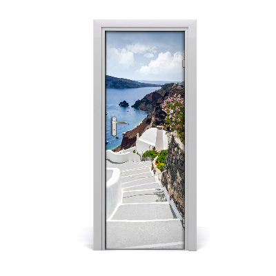 Self-adhesive door wallpaper Santorini greece