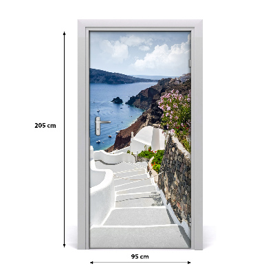 Self-adhesive door wallpaper Santorini greece