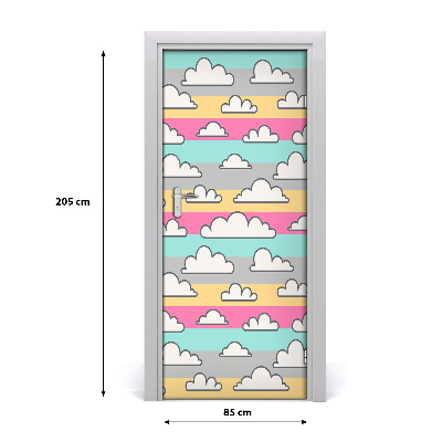 Self-adhesive door sticker Colorful clouds background