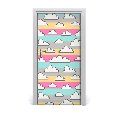 Self-adhesive door sticker Colorful clouds background