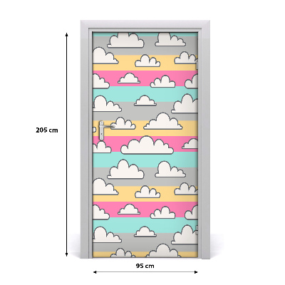 Self-adhesive door sticker Colorful clouds background