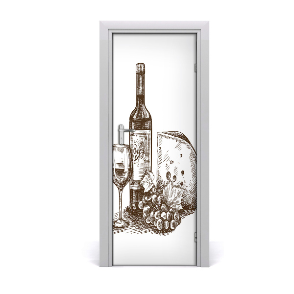 Self-adhesive door sticker Wine and snacks