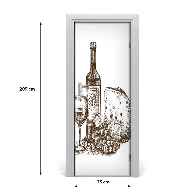 Self-adhesive door sticker Wine and snacks