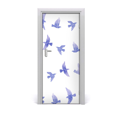 Self-adhesive door sticker Blue swallows