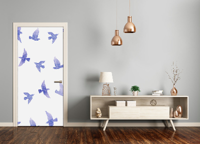 Self-adhesive door sticker Blue swallows