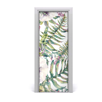 Self-adhesive door veneer Tropical leaves