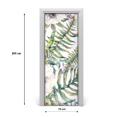 Self-adhesive door veneer Tropical leaves