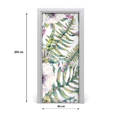 Self-adhesive door veneer Tropical leaves