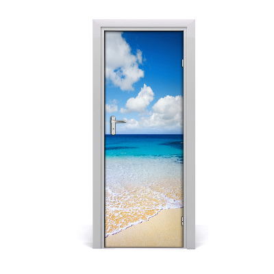 Self-adhesive door sticker Tropical beach