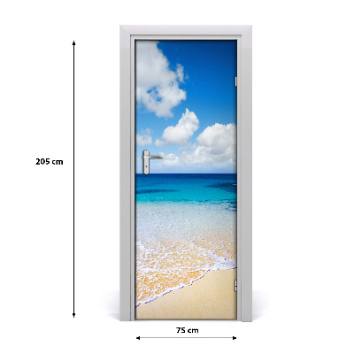 Self-adhesive door sticker Tropical beach