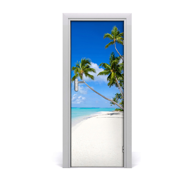 Self-adhesive door sticker Tropical beach