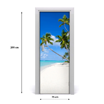 Self-adhesive door sticker Tropical beach