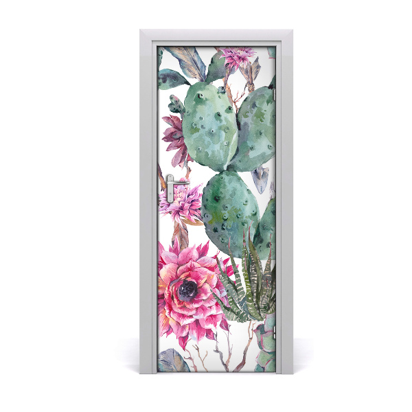 Self-adhesive door wallpaper Cacti