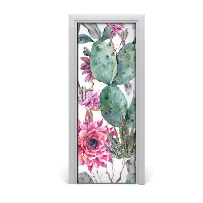 Self-adhesive door wallpaper Cacti