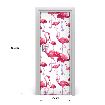 Self-adhesive door sticker Wall of flamingos