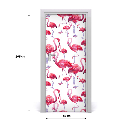 Self-adhesive door sticker Wall of flamingos