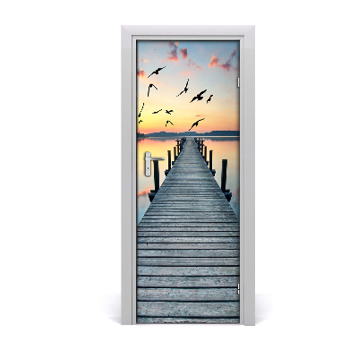 Self-adhesive door sticker Wooden pier