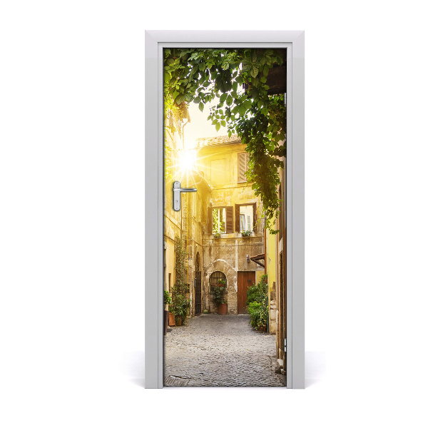 Self-adhesive door wallpaper Italian streets