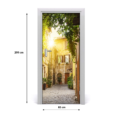 Self-adhesive door wallpaper Italian streets