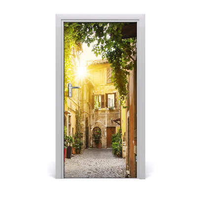 Self-adhesive door wallpaper Italian streets