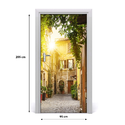 Self-adhesive door wallpaper Italian streets